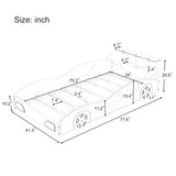 ZNTS Wooden Race Car Bed,Car-Shaped Platform Twin Bed with Wheels For Teens,White & Blue WF310553AAK