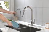 Single Handle High Arc Pull Out Kitchen Faucet,Single Level Stainless Steel Kitchen Sink Faucets TH9013NS-8