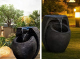 Backyard Water Fountain 21.5 Tall Floor Standing Fountain, Indoor/Outdoor Modern Two-Tier 56051959