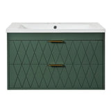30'' Wall Mounted Bathroom Vanity with Resin Sink,Floating Bathroom Storage Cabinet with 2 Drawers, N710P177301F