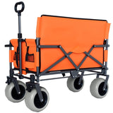 3-in-1 Folding Wagon with Bench Seat & Rear-Mounted Folding Tabletop 500lbs Capacity, 9"x4" Beach W2932P320637