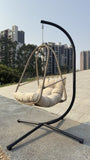 Swing Egg Chair with Stand Indoor Outdoor Wicker Rattan Patio Basket Hanging Chair with C Type W2707P296436