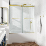 60*76" Frameless Double Sliding Shower Door, Double Shower Door, 3/8 SGCC Tempered Glass, T3177P320590