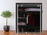 64" Portable Closet Storage Organizer Wardrobe Clothes Rack with Shelves Black 72214687