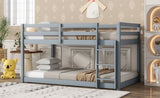 ZNTS Solid Wooden, Solid Rubber Wooden Twin over Twin Loft Bed with Ladder, with Bed Platform of W504P191663