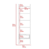 Oslo Ladder Bookcase, Four Legs, One Drawer, Five Open Shelves -Dark Walnut B20091974