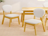 1 Table 2 Chairs 1 Bench Dining Set, Rubber Wood Frame with Beige Upholstered Seats, Natural Wood 59560900