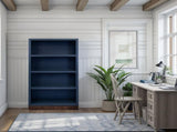 Nora Modular 60 inch High Bookshelf, No Assembly Required, Blue Denim and Whiskey Finish B108P345203