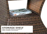 2-Tier Rattan Wicker Side Table Outdoor Patio Table with Umbrella Hole & Storage Shelf 44655163