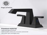 2-Handle Bathroom Sink Faucet Matte Black 4 Inches Centerset 3 Hole with Pop Up Drain & Supply 06693792