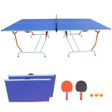 ZNTS 9ft Mid-Size Table Tennis Table Foldable & Portable Ping Pong Table Set for Indoor & Outdoor Games 04440983