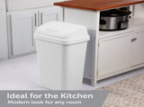 (2 pack)Kitchen Trash Can, 13 Gallon Plastic Garbage Bin with Swing Top Lid, White 08199863