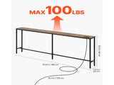 Slim Hallway Console Table, 70.9 Power Outlet Incorporated Couch Table, Single-Tier Extended 56132827
