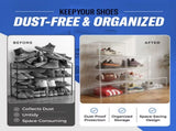 XL Shoe Storage Clear Plastic Stackable Shoe Box with Lids for Sneakers Fits Up to Size 13, 4 pack 44145047
