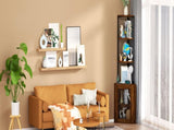 Corner Shelf with Doors, 65" Cabinet with Shelves & Wine Glass Rack, 6 Tier Bookshelf Display T3177P268172