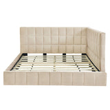 Full Size Upholstered Daybed/Sofa Bed Frame-Beige, Velvet 46166540