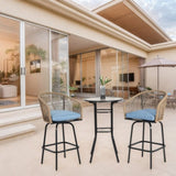 3pcs Outdoor Bar Set, Patio Bar Table and Chairs Set, Bar Height Patio Set - 2 x Swivel Bar Chairs , W640P256799