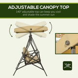 3-Seat Patio Swing Chair, Porch Swing Glider with Cushion, 3 Throw Pillows & Adjustable Canopy for W2225142478