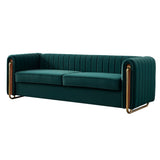 Contemporary Velvet Sofa Couch 84.25''W for Living Room, Green W57946169