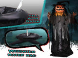 6ft Skull-Headed Pumpkin Man with Orange Eyes, Bullet-Shaped Head, Ghostly Scream, Voice-Activated, 72712111