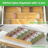 ZNTS Bamboo spice rack drawer storage box, 10 spice storage cans organizer drawer rack plugin, 8-piece 86014993