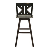 Pub Height Chairs Set of 2, Distressed Gray and Black 360-degree Swivel Chair Solid Rubberwood B011P194914
