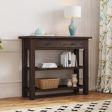 ZNTS TREXM Retro Console Table with Drawer and Two Sturdy Shelves for Entryway, Living Room N715P195561P