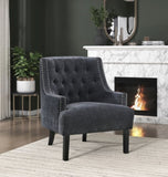 Modern Traditional Accent Chair Black Chenille Upholstery Button Tufted Solid Wood 1pc Living Room B011P182658