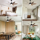 ZNTS 54 Inch Indoor Ceiling Fan With Dimmable Led Light ABS Blades Remote Control Reversible DC Motor For W882P147816