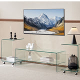 C-shaped Clear Glass Side & End Table, Tempered Glass End Table Small Table W1718P242510