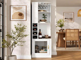 70" Corner Bar Cabinet with Glass Doors and Wooden Wine Glass Holder, Tall Corner Wine Cabinet N752P508255W