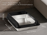 Black XL15 Stainless steel cat litter box, made of thickened material to prevent scratching and 21289735