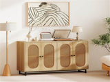 Natural PE Rattan Large Buffet Sideboard , 4-Door Design with Removable Adjustable Shelves 82926785