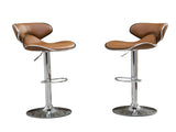 Masaccio Upholstery Airlift Adjustable Swivel Barstool with Chrome Base, Set of 2, Camel T2574P164834