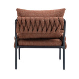 Modern Accent Lounge Chair with Braided Upholstery and Metal Frame, Comfortable Armchair for Living W2215P256511