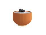 Modern Round Sintered stone Pattern Tabletop Leather Edge Sofa End Table with Metal Base,Luxurious W3081P293638