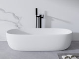 51'' Freestanding Bathtub Resin Stone Soaking Bathtub Solid Surface Modern Tubs with Overflow and 83939166