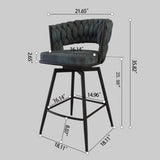 26" Bar Chair Suede Woven Bar Stool Set of 2,Black legs Barstools No Adjustable Kitchen Island W2189P180367