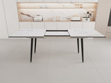 47"-63" extendable MDF modern table and chair set, suitable for 2-6 people, elegant white 22987108