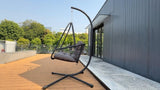 Swing Egg Chair with Stand Indoor Outdoor Wicker Rattan Patio Basket Hanging Chair with C Type W2707P296435