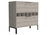 Bar Cabinet Puertu, Six Wine Cubbies, Double Door Cabinet, Light Gray Finish B092123057