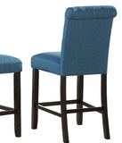 Leviton Solid Wood Tufted Asons Counter Height Stool, Set of 2, Blue T2574P165114