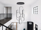 High Ceiling Chandelier Modern LED Ring Pendant Light 3 Color Dimmable Black Chandeliers 92072349