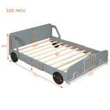 Full Size Car-Shaped Platform Bed with Wheels,Gray WF311753AAE