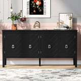 U_STYLE Four-Door Sideboard with Geometric Line Patterns and Vintage Metal Handles for Timeless N711P178748B