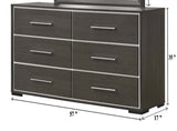 1pc Contemporary 6-Drawer Dresser with Chrome Accents Gray Rustic Finish Bedroom Wooden Furniture B011P236785