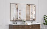60*36" Oversized Modern Rectangle Bathroom Mirror with walnut Frame Decorative Large Wall Mirrors W708P297589