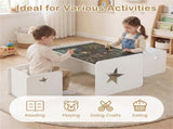 Kids Table and 2 Chairs Set with Chalkboard, Multi-Purpose Toddler Activity Table for Drawing, 77131922