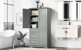 ZNTS Tall and Wide Storage Cabinet with Doors for Bathroom/Office, Three Drawers, Grey WF299285AAG