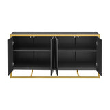 U_STYLE Mahogany Veneer Modern Sideboard with Unique Metal Legs,Suitable for Study,Entryway, N711P230808B